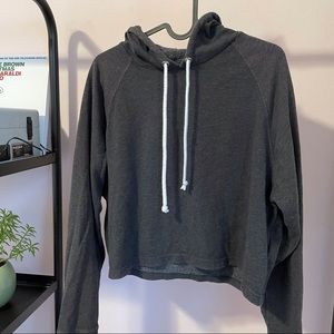 Cropped Gray Hooded Sweatshirt